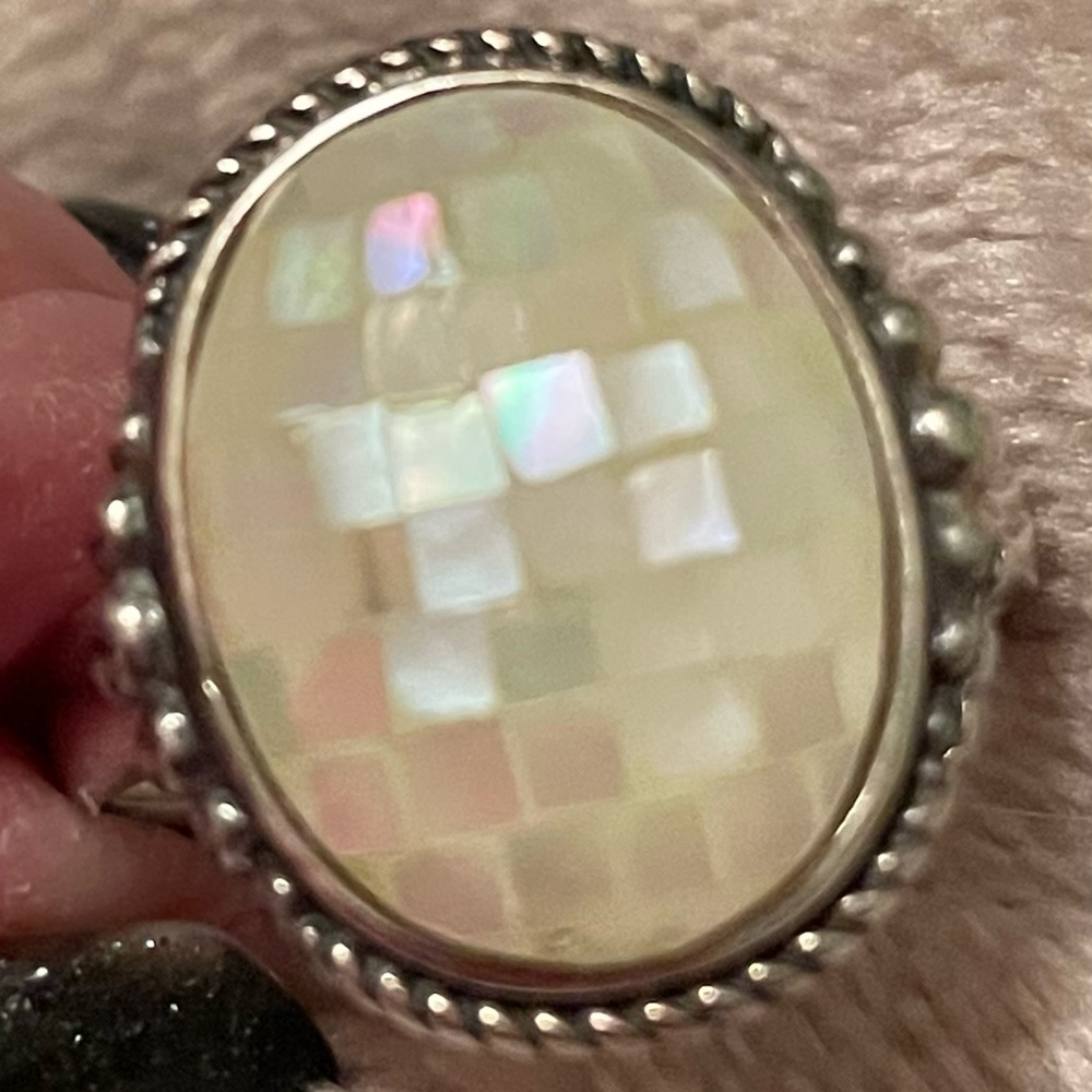 Sterling Silver Ivory inlaid ring